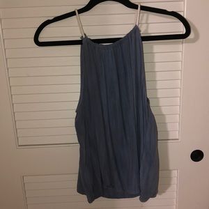 Blue/White high neck tank top